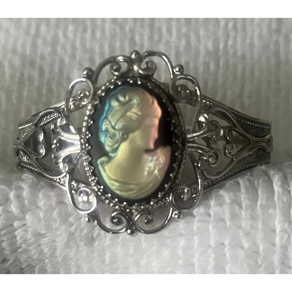 Vintage Whiting & Davis Saphiret Cameo Bracelet Signed